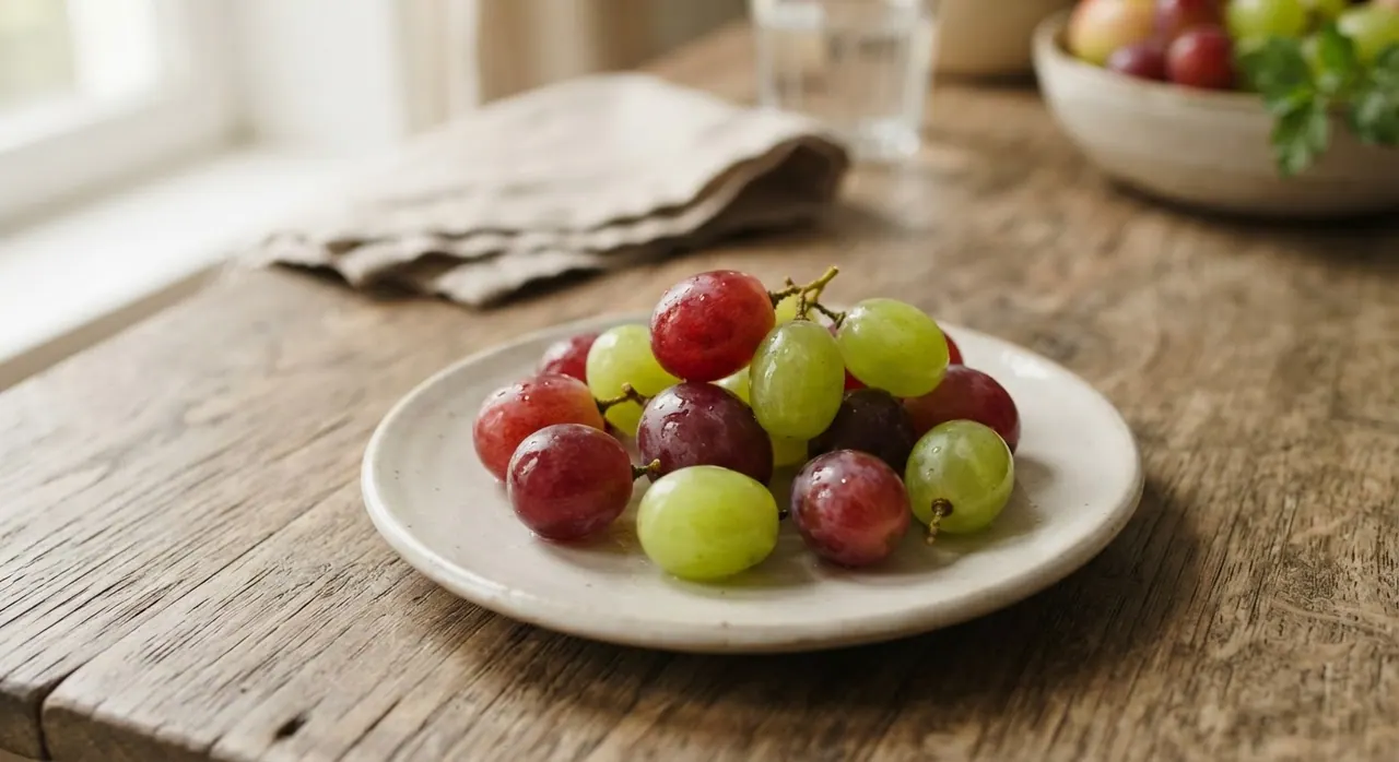Porción de uvas frescas