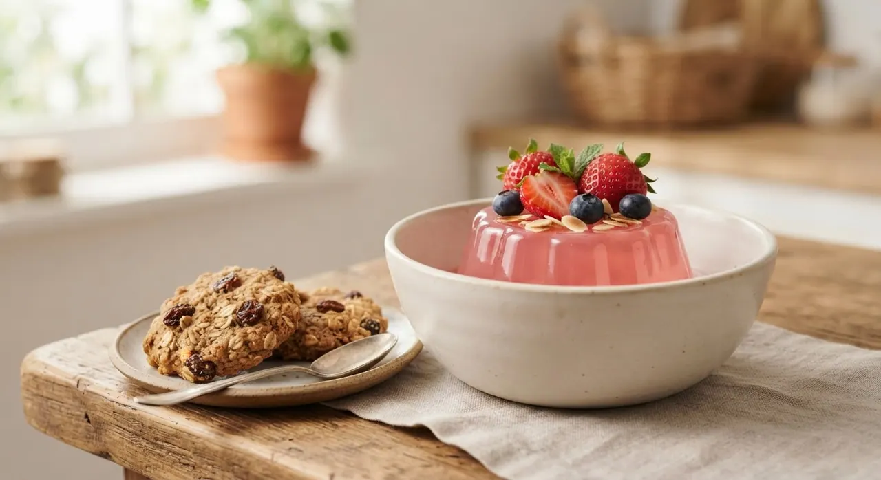 Gelatina light con galletas de avena