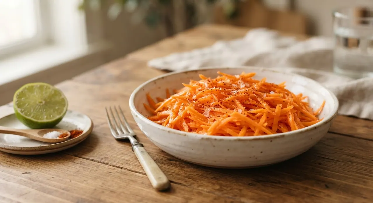 Ensalada de zanahoria rallada con limón y sal