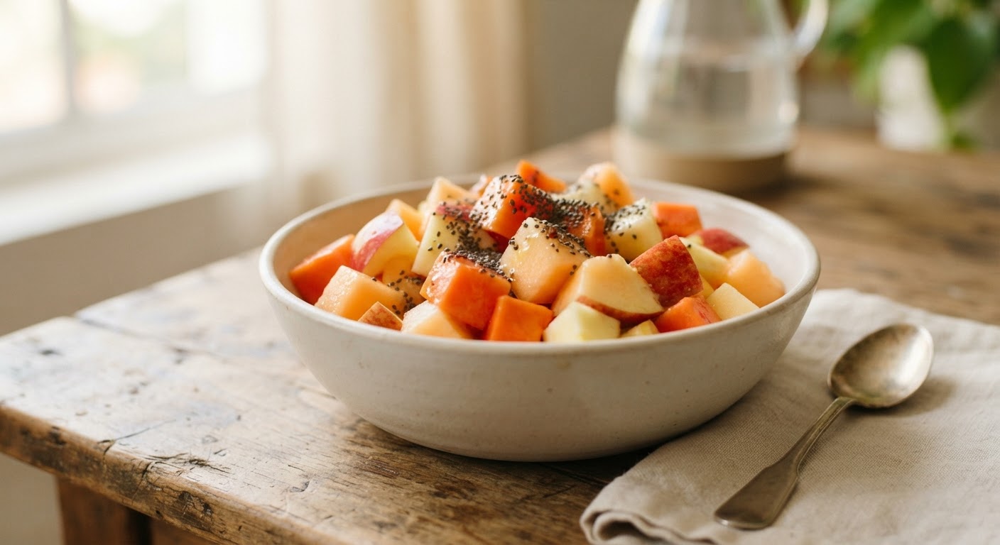 Coctel de papaya, melón y manzana