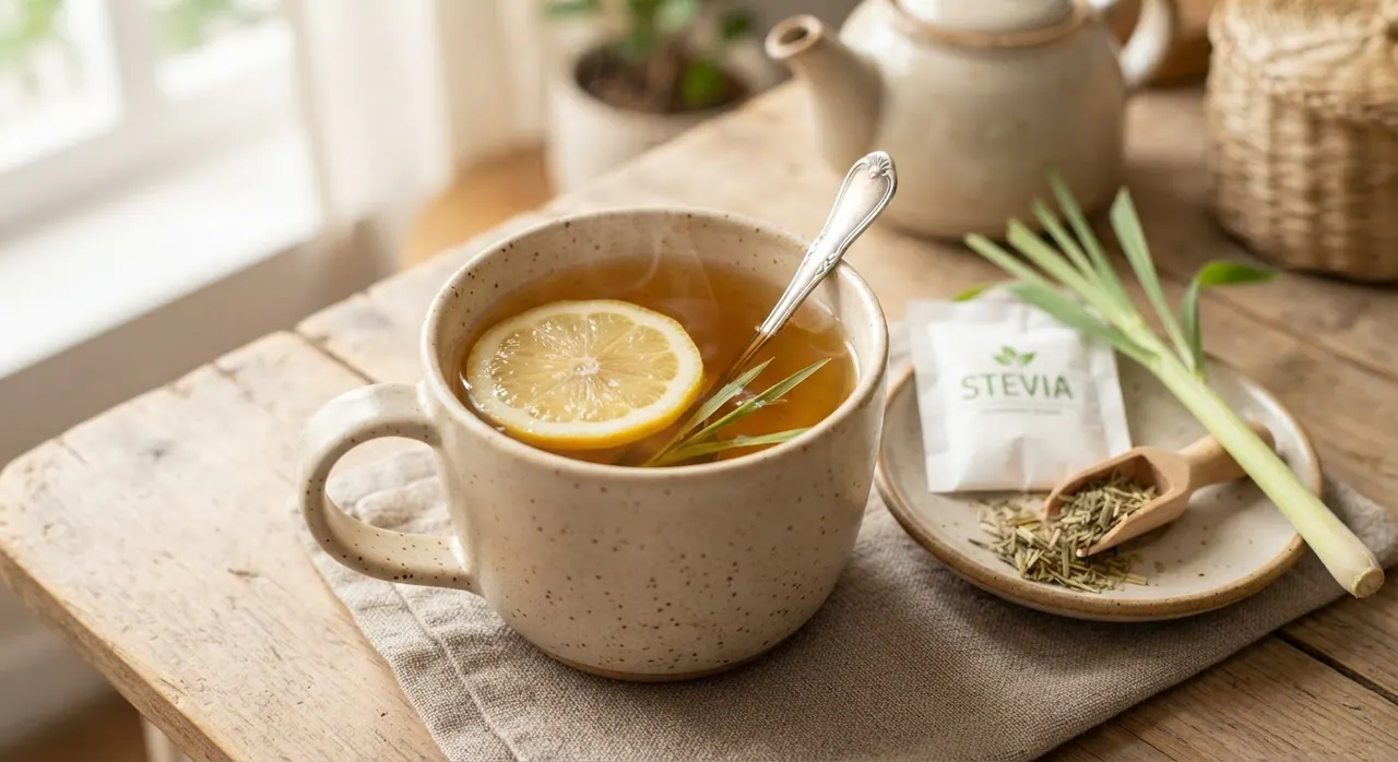 Té de limoncillo endulzado con stevia