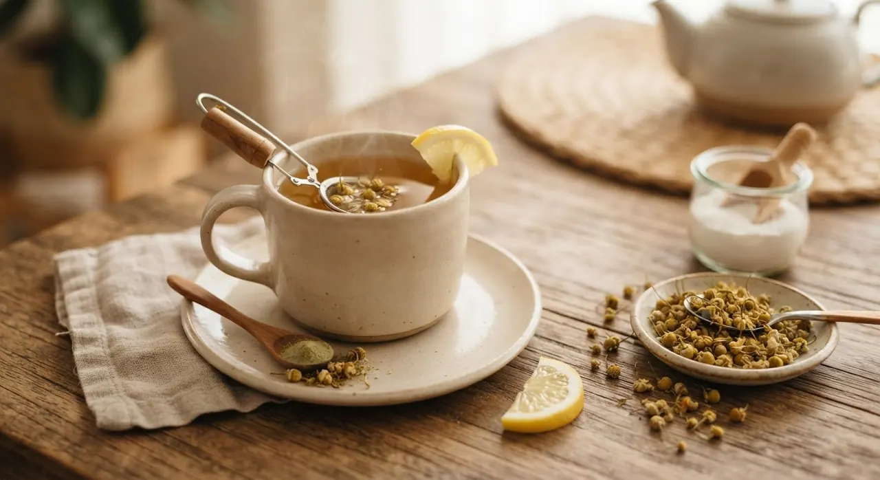 1 té de manzanilla endulzada con stevia