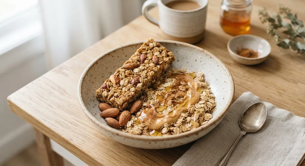 5 almendras y barrita de avena