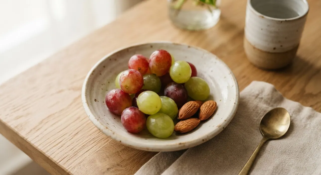 15 uvas y 3 almendras