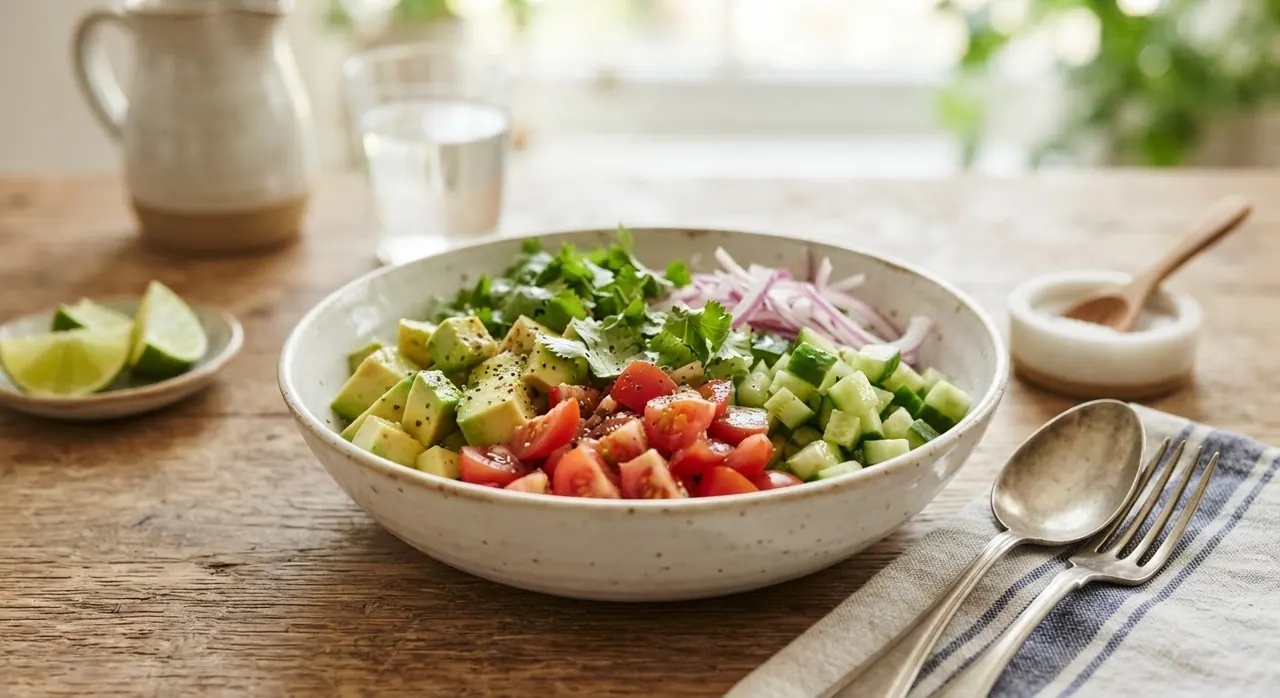 Tazón de aguacate y verduras