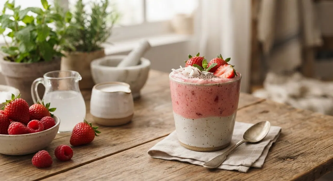 Licuado de Fresas con Coco