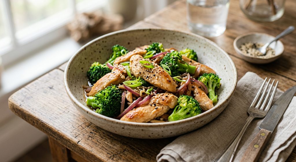 Salteado de pollo con brócoli