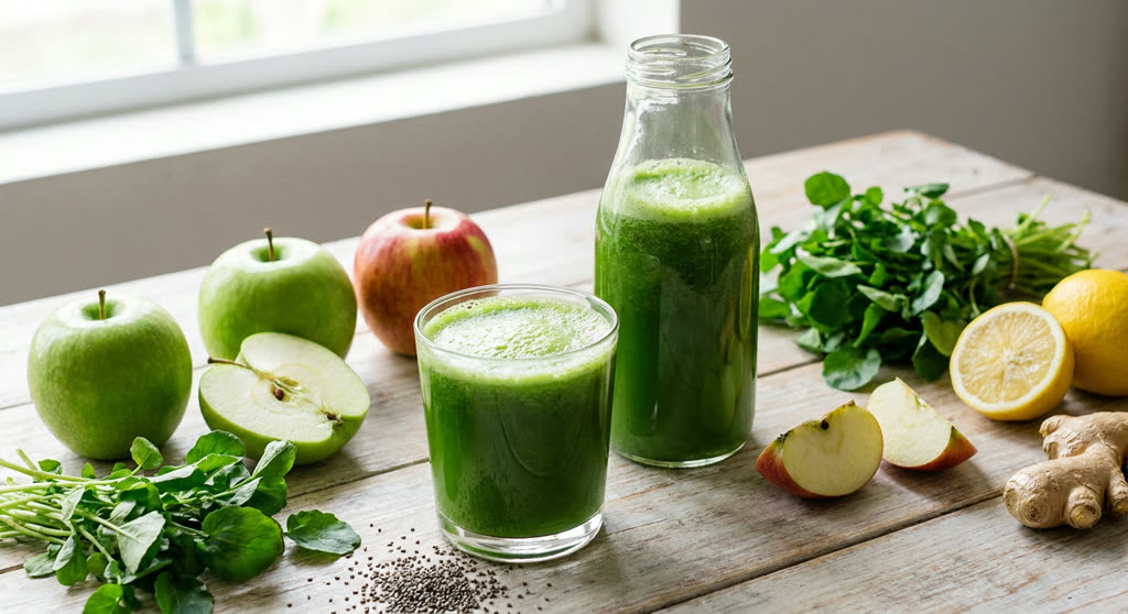 Jugo de desintoxicación de manzana y berro