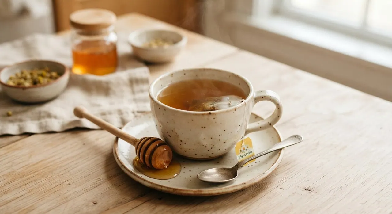 Té de manzanilla con miel de abeja
