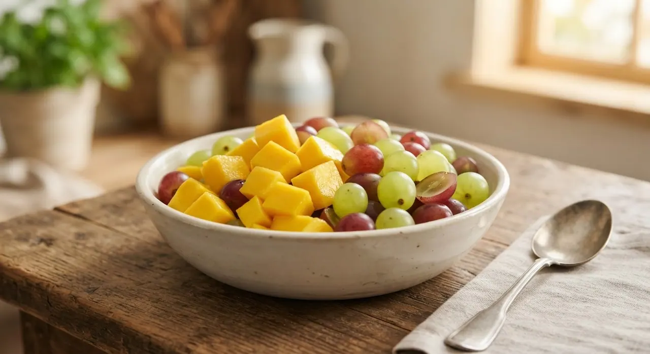 Mango en Cuadros con Uvas