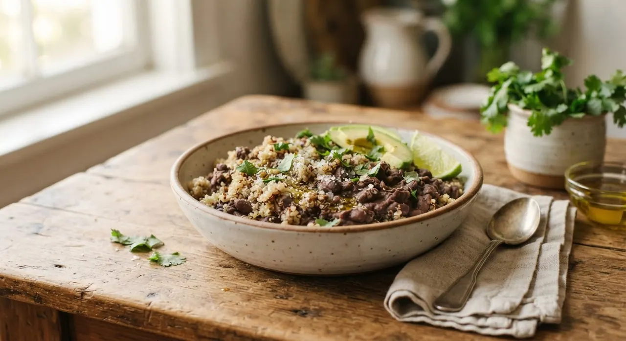 Quinoa con frijoles molidos