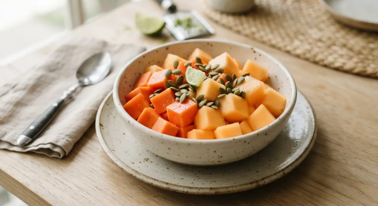 1 plato de melón y papaya