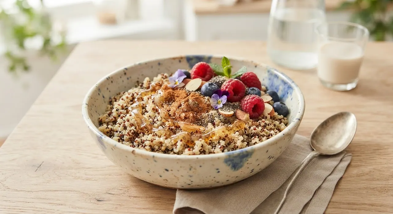 Plato de quinoa cocida con miel