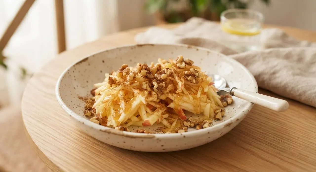 2 manzanas rayadas con miel y nueces