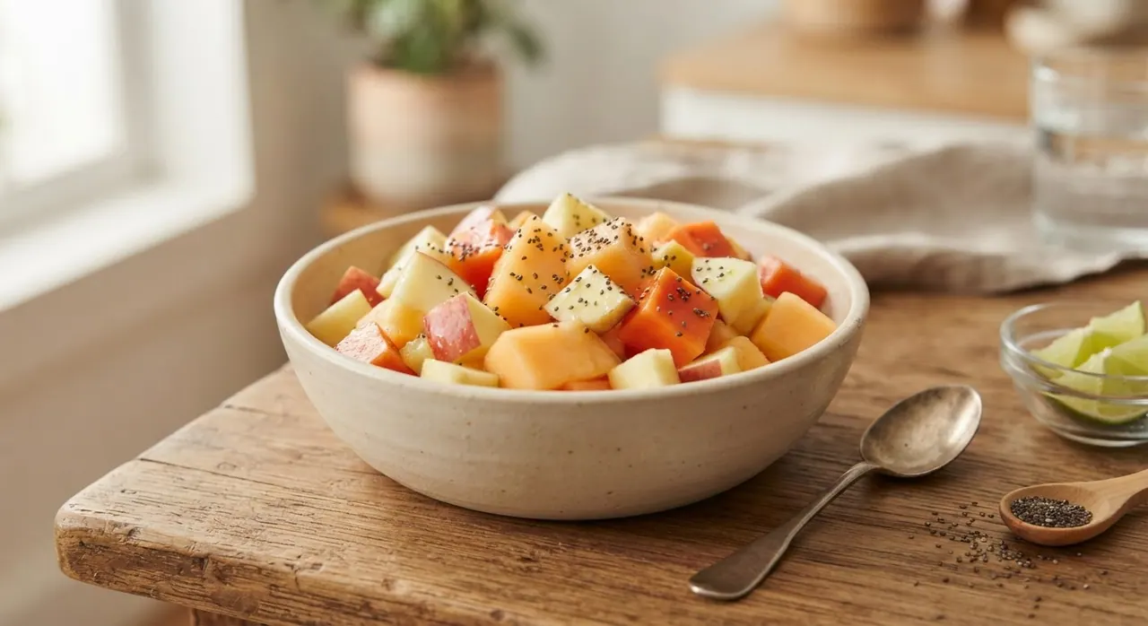 Coctel de manzana, melón y papaya