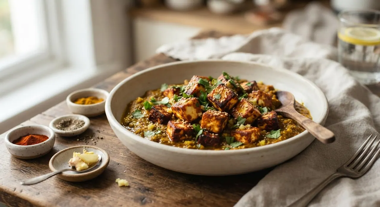 Queso panela al curry y especias