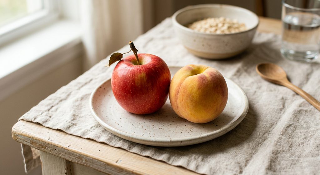 1 manzana y 1 durazno