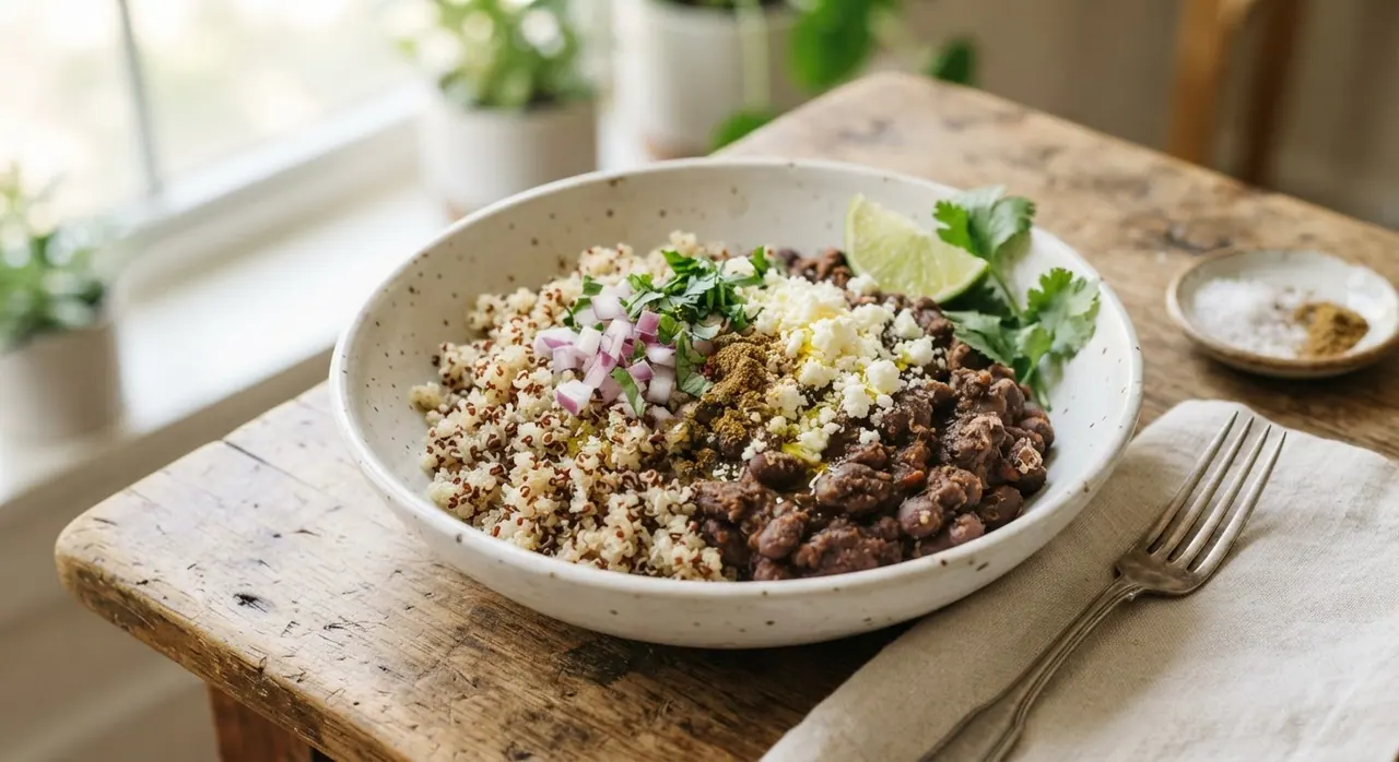 Tazón de quinoa y frijoles