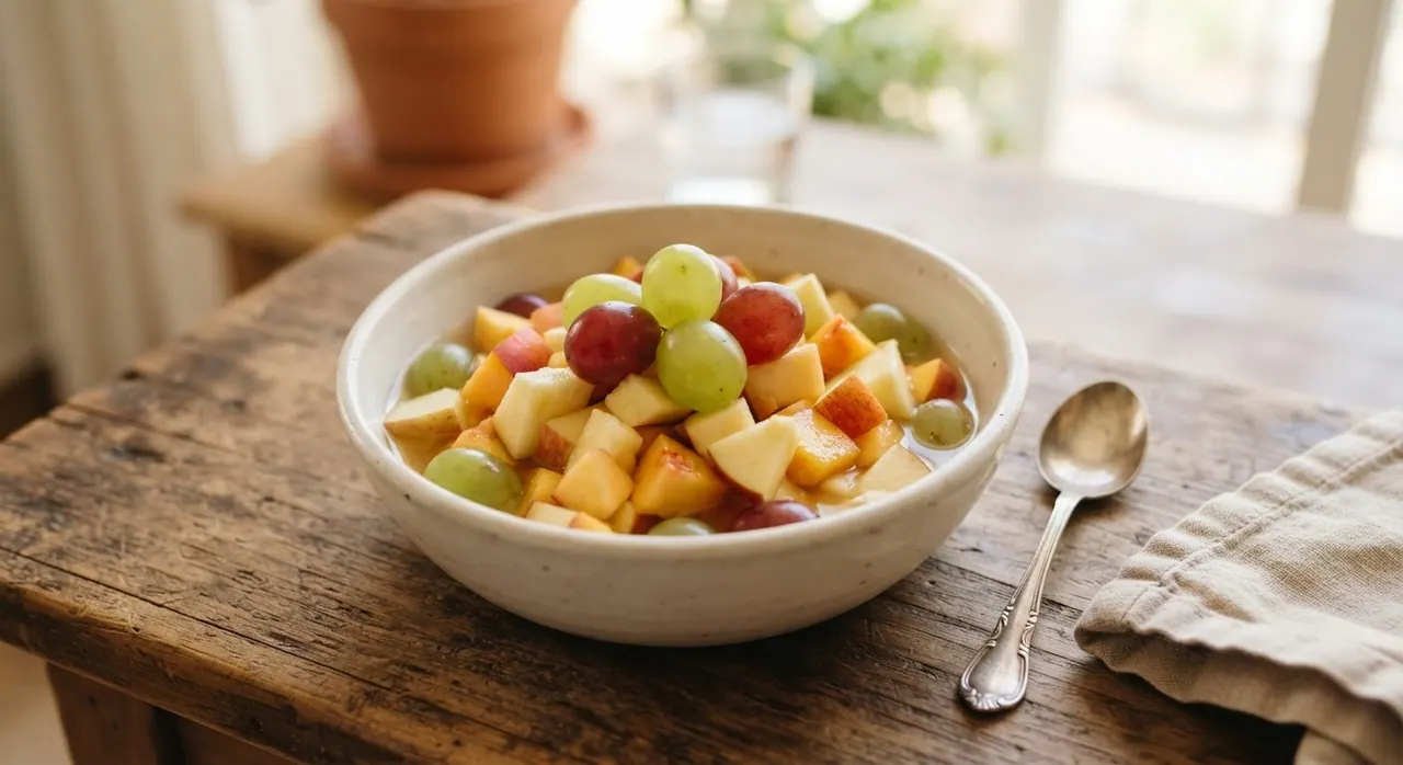Cóctel de uva, manzana y durazno