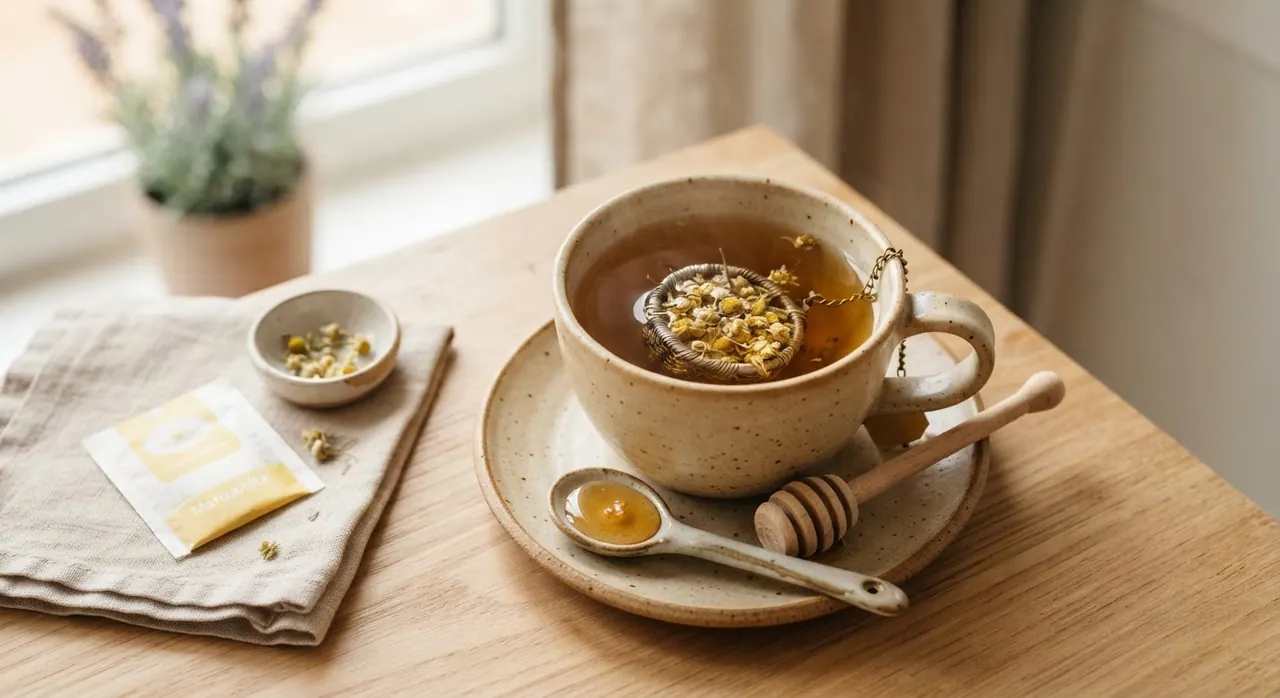 Té de manzanilla con miel o stevia