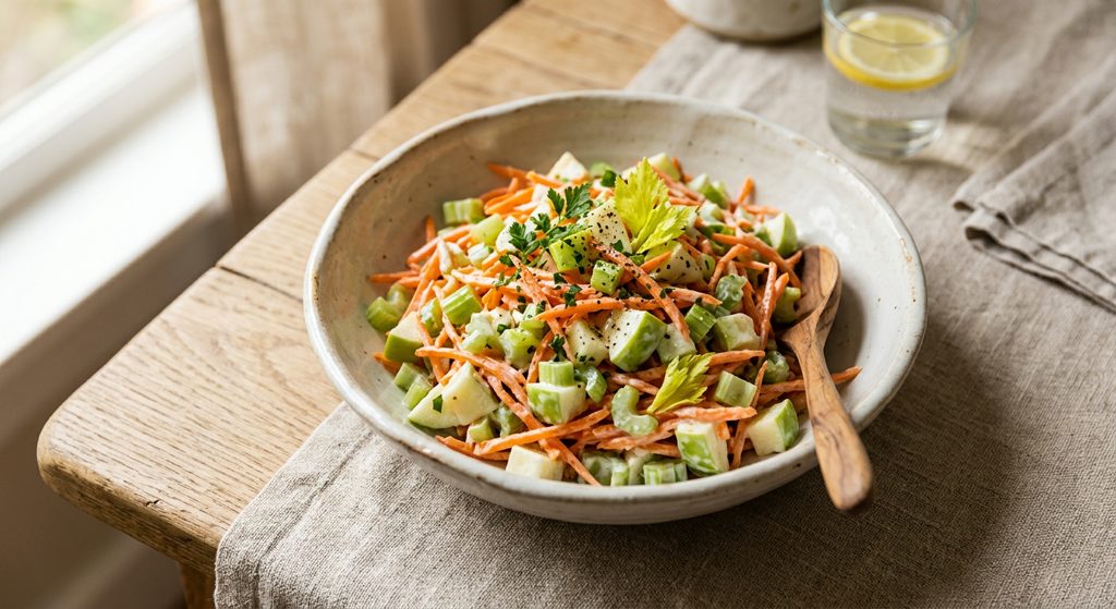 Ensalada de zanahoria, apio y manzana