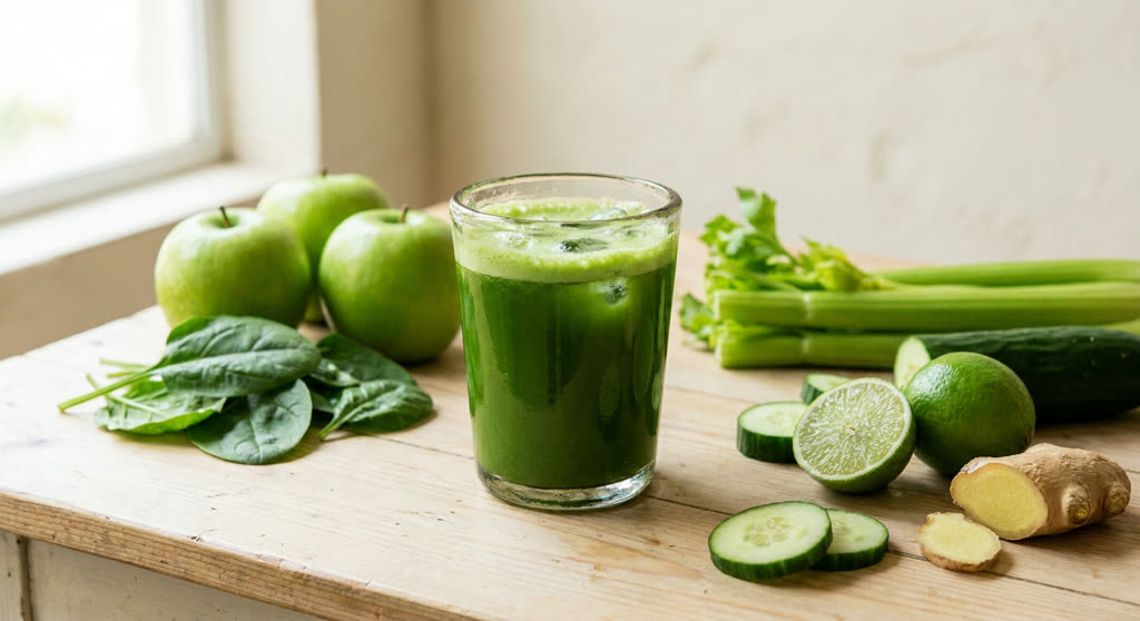 Jugo verde de manzana y espinaca