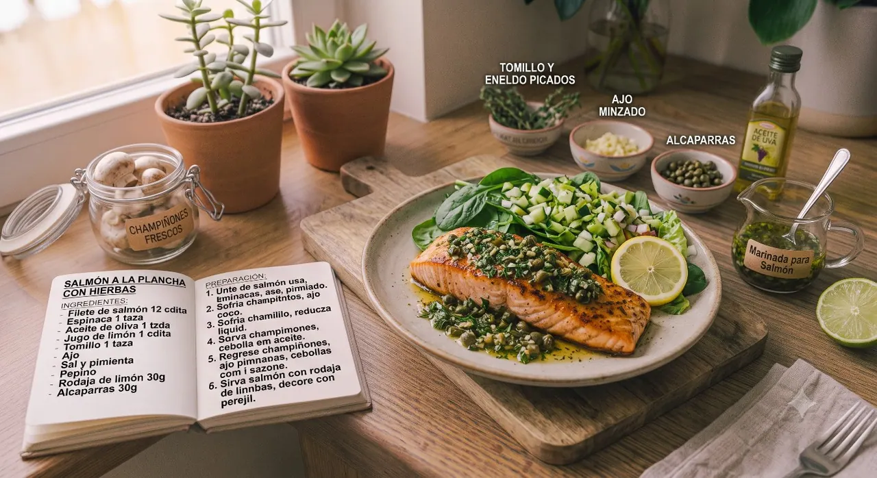Salmón a la plancha con hierbas