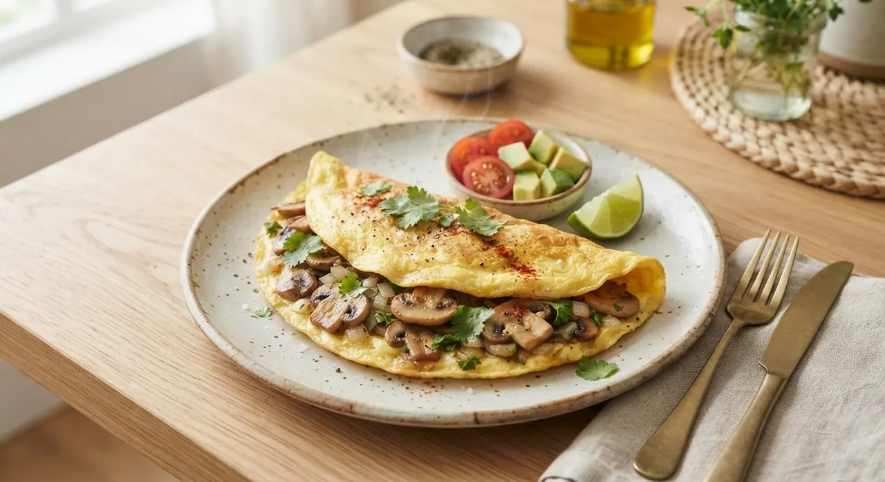 Omelete de 3 claras y champiñones
