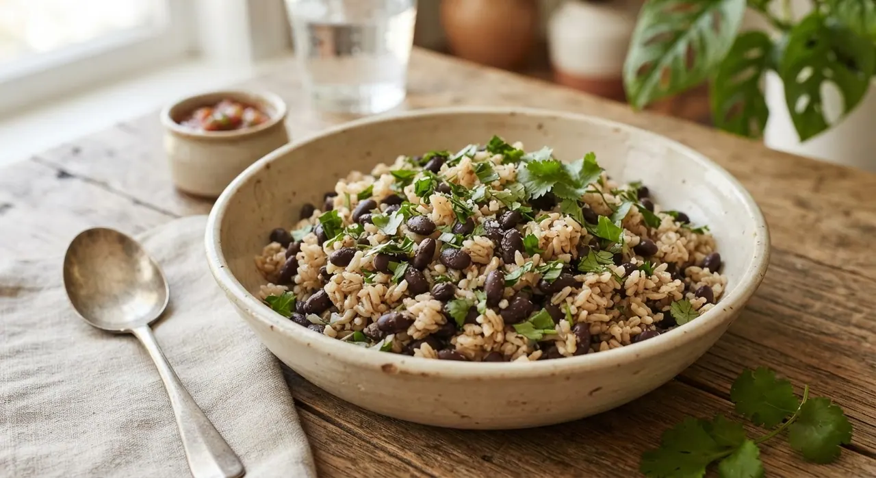 Guarnición de arroz y frijoles