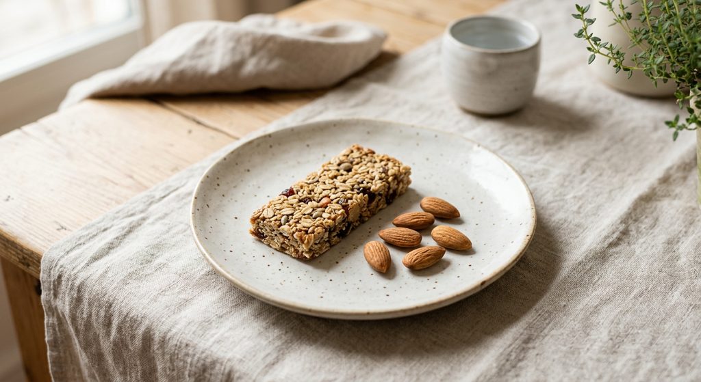 5 almendras y una barrita de avena