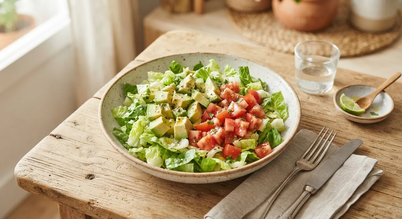 Ensalada de lechuga orejona con aguacate