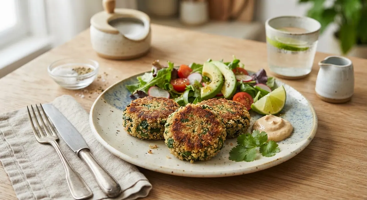 2 a 3 croquetas de quinoa con espinacas