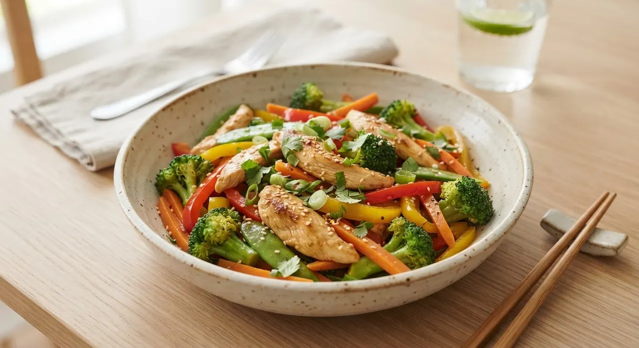Salteado de pollo con verduras