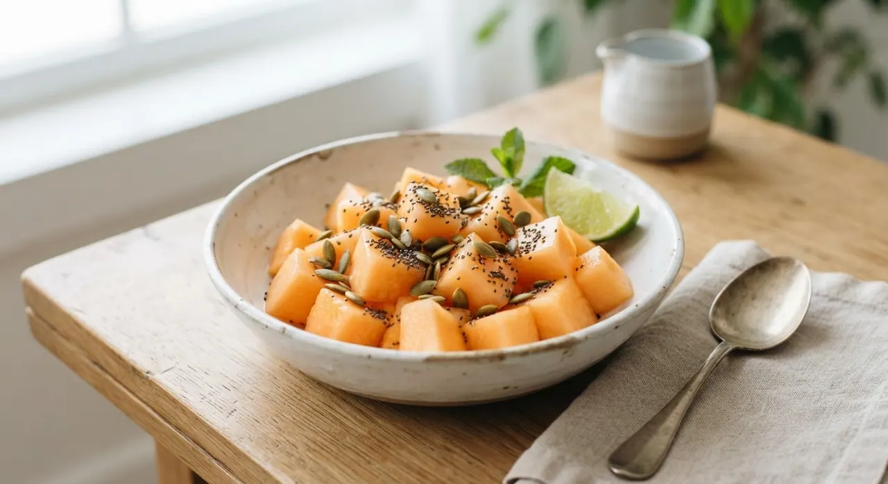 Melón con pepitas de calabaza